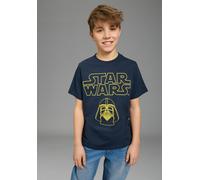 T-Shirt KIDSWORLD "STAR WARS: DARTH VADER - Disney Shirt", Jungen, Gr. 128/134, schwarz, Single Jersey, Obermaterial: 100% Baumwolle, bedruckt, Basic hüftlang, Rundhals, Shirts T-Shirt, DARTH VADER Sh