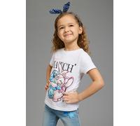 T-Shirt KIDSWORLD "STITCH: perfect match - Disney Shirt", Mädchen, Gr. 104/110, weiß, Single Jersey, Obermaterial: 100% Baumwolle, bedruckt, Basic normal, Rundhals, abgesteppte Kante, Shirts T-Shirt,