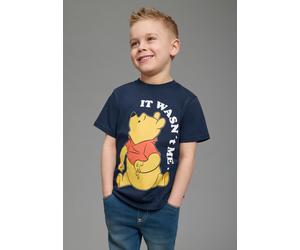 T-Shirt KIDSWORLD "WINNIE Pooh: it wasn't me - Disney Shirt", Jungen, Gr. 140/146, blau (marine), Single Jersey, Obermaterial: 100% Baumwolle, bedruckt, Basic normal, Rundhals, abgestepptes Bündchen,