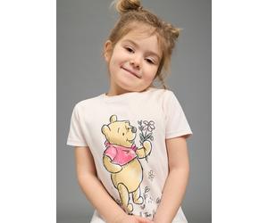 T-Shirt KIDSWORLD "WINNIE Puuh - Disney Shirt", Mädchen, Gr. 128/134, rosa, Single Jersey, Obermaterial: 100% Baumwolle, bedruckt, Basic normal, Rundhals, abgesteppte Kante, Shirts T-Shirt, Kurzarm, R
