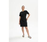 MELA Bio-Damen-Mini-T-Shirt-Kleid 'DARSHA' mit Rundhalsausschnitt, schwarz, Gr. M