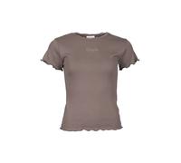 T-Shirt KLEINIGKEIT "Kleinigkeit Lace Kelly T-Shirt", Damen, Gr. L, taupe, 48% Baumwolle, 48% Modal, 4% Elasthan, unifarben, normal, Rundhals, Shirts T-Shirt (54143629-L) taupe