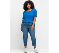 Kurzarmshirt SHEEGO "T-Shirt", Damen, Gr. 48, blau (kobaltblau), 100% Baumwolle, unifarben, Rundhals, Shirts (34988953-48) kobaltblau