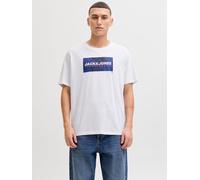Rundhalsshirt JACK & JONES "JJCOLE PRINT TEE SS CREW NECK", Damen, Gr. L, hellweiß, Jersey, Obermaterial: 100% Baumwolle, bedruckt, regular fit normal, Rundhals, Shirts Rundhalsshirt (74010055-L) hell