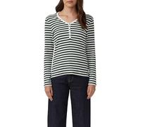 Ripp-Langarmshirt mit Knopfleiste im Slim Fit 40 petrol|weiß 2170091.69G2.40