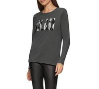 Weiches Jerseyshirt mit Frontprint und Schmucksteinen 42 grau 2156420.98D2.42