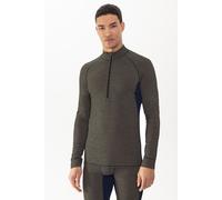 Langarmshirt MEY "Prfrmnc+", Damen, Gr. XL, olive beech, Obermaterial: 48% Schurwolle, 48% Polyester, 4% Elasthan, körpernah hüftbedeckend, ohne Ausschnitt, Shirts Langarmshirt, Stehkragen mit Reißver