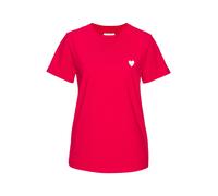 T-Shirt LASCANA, Damen, Gr. 36/38, rot, Jersey, Obermaterial: 100% Baumwolle, unifarben, figurumspielend hüftlang, Rundhals, Shirts T-Shirt, mit süßer Herz-Stickerei, Kurzarmshirt aus Baumwolle (91062
