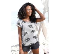 LASCANA T-Shirt Damen beige-gemustert Gr.36/38