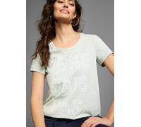 T-Shirt LAURA SCOTT, Damen, Gr. 32/34, grau (light, grau, melange), Single Jersey, Obermaterial: 48% Polyester, 47% Baumwolle, 5% Elasthan, meliert, Basic, figurbetont hüftlang, Rundhals, Shirts T-Shi