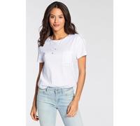 T-Shirt LAURA SCOTT, Damen, Gr. 36/38, weiß, Single Jersey, Obermaterial: 100% Baumwolle, clean, unifarben, figurumspielend hüftbedeckend, Rundhals, Shirts T-Shirt, Kurzarm, figurumspielender Schnitt,