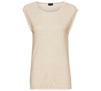 T-Shirt LAURA SCOTT, Damen, Gr. 38, beige (beige, weiß), Single Jersey, Obermaterial: 100% Viskose, gemustert, figurumspielend hüftlang, Rundhals, Shirts T-Shirt, figurumspielende Passform, gemustert,