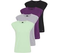 T-Shirt LAURA SCOTT, Damen, Gr. 38, bunt (lila, mintgrün, grau meliert, schwarz), Single Jersey, Obermaterial: 50% Baumwolle, 50% Modal. Obermaterial Melange: 90% Baumwolle, 10% Viskose, clean, unifar