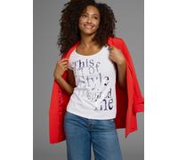 T-Shirt LAURA SCOTT, Damen, Gr. 40, weiß, Jersey, Obermaterial: 95% Baumwolle, 5% Elasthan, bedruckt, sehr figurbetont hüftlang, Rundhals, abgesteppt, Shirts T-Shirt, sehr figurbetonte Passform, mit R