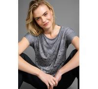 T-Shirt LAURA SCOTT, Damen, Gr. 48/50, blau (blau, gemustert), Jersey, Obermaterial: 95% Viskose, 5% Elasthan, bedruckt, gemustert, figurumspielend hüftlang, U-Boot-Ausschnitt, Shirts T-Shirt, mit sty