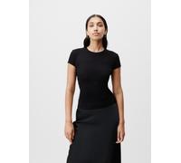 T-Shirt LEGER "Cindy, LeGer by Lena Gercke", Damen, Gr. 34, schwarz, Feinripp, Obermaterial: 95% Viskose, 5% Elasthan, unifarben, figurbetont normal, Rundhals, eingesetzt abgesteppte Kante, Shirts T-S