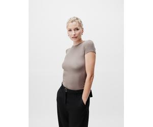 T-Shirt LEGER "Cindy, LeGer by Lena Gercke", Damen, Gr. 38, braun, Feinripp, Obermaterial: 95% Viskose, 5% Elasthan, figurbetont normal, Rundhals, eingesetzt abgesteppte Kante, Shirts T-Shirt, Figurbe