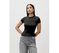 T-Shirt LEGER "Ria, LeGer by Lena Gercke", Damen, Gr. 34, schwarz, Jersey, Obermaterial: 47% Baumwolle, 47% Modal, 6% Elasthan, slim fit, Rundhals, Shirts T-Shirt, schlicht, slim fit (25812849-34) sch