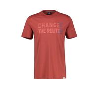 T-Shirt LERROS, Damen, Gr. L, rot (earth rot), Single Jersey, Obermaterial: 100% Baumwolle, bedruckt, regular fit taillenbedeckt, Rundhals, gerader Abschluss, Shirts T-Shirt, mit Schriftzug (90034843-