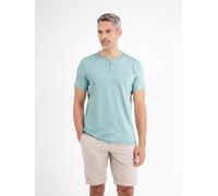 T-Shirt LERROS, Herren, Gr. L, blau (coastal blau), Obermaterial: 100% Baumwolle, gestreift, regular fit taillenbedeckt, gerader Abschluss, Shirts T-Shirt, mit Serafino Kragen (62859106-L) coastal bla