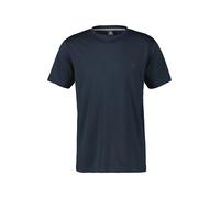 T-Shirt LERROS, Herren, Gr. M, blau (classic navy), Single Jersey, Obermaterial: 95% Baumwolle, 5% Elasthan, unifarben, regular fit taillenbedeckt, Rundhals, Shirts T-Shirt, mit Logo Stickerei (910178