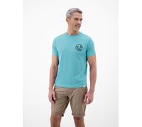 LERROS Lässiges, unifarbenes T-Shirt aus reiner Baumwolle mit Print - Reef Blue M