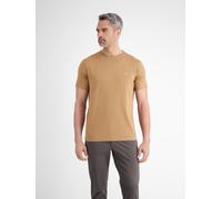 Rundhalsshirt LERROS, Herren, Gr. XL, light coffee, Single Jersey, Obermaterial: 100% Baumwolle, unifarben, regular fit taillenbedeckt, Rundhals, Shirts Rundhalsshirt, mit Logo Stickerei (53272948-XL)