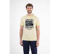 T-Shirt LERROS "LERROS Modisches Herren T-Shirt mit Brustprint", Damen, Gr. M, gelb (faded gelb), 100% Baumwolle, Rundhals, Shirts T-Shirt (31686663-M) faded gelb