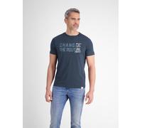 T-Shirt LERROS "LERROS Unifarbenes T-Shirt mit Print", Damen, Gr. XL, blau (classic navy), 100% Baumwolle, Rundhals, Shirts T-Shirt (62758620-XL) classic navy