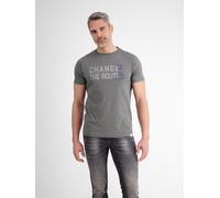 T-Shirt LERROS "LERROS Unifarbenes T-Shirt mit Print", Damen, Gr. XXL, grau (basalt grau), 100% Baumwolle, Rundhals, Shirts T-Shirt (87116823-XXL) basalt grau