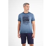 T-Shirt LERROS "Modisches Herren T-Shirt mit Brustprint", Herren, Gr. M, blau (classic navy), 100% Baumwolle, Rundhals, Shirts T-Shirt (73431037-M) classic navy