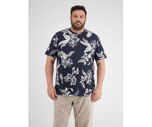 T-Shirt LERROS "T-Shirt mit O-Neck, All-over-Print in grossen Größen", Herren, Gr. 3XL, classic navy, 100% Baumwolle, Rundhals, Shirts T-Shirt (96731908-XXXL) classic navy