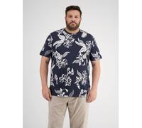T-Shirt LERROS "T-Shirt mit O-Neck, All-over-Print in grossen Größen", Jungen, Gr. 4XL, classic navy, 100% Baumwolle, Rundhals, Shirts T-Shirt (96731908-4XL) classic navy