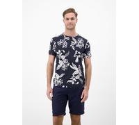 Kurzarmshirt LERROS, Damen, Gr. L, classic navy, Jersey, Obermaterial: 100% Baumwolle, bedruckt, normal hüftbedeckend, Rundhals, Shirts, mit floralem Allover-Print (53892512-L) classic navy