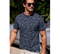 LERROS T-Shirt mit Rundkragen aus reiner Baumwolle mit Flower-Print - Classic Navy M