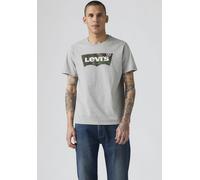 T-Shirt LEVI'S "Batwing Logo Tee", Herren, Gr. L, grau (batwing fill mid tone erdgrau jersey), Jersey, Obermaterial: 100% Baumwolle, normal normal, Rundhals, Shirts T-Shirt, mit Logo-Front-Print (3589