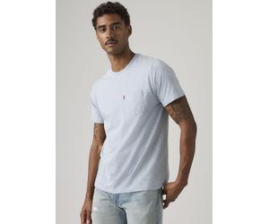 T-Shirt LEVI'S "CLASSIC POCKET TEE", Herren, Gr. XXL, texural slub soft chambray, Jersey, Obermaterial: 100% Baumwolle, meliert, regular fit normal, Rundhals, Shirts T-Shirt, mit aufgesetzter Brusttas