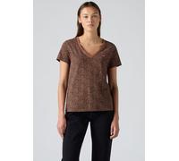 T-Shirt LEVI'S, Damen, Gr. M (38), lse_leopard cat eyes look left chesthit, Single Jersey, Obermaterial: 100% Baumwolle, animal-print, normal normal, V-Ausschnitt, Shirts T-Shirt, in normaler Passform