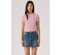 T-Shirt LEVI'S "ESSENTIAL SPORTY TEE", Damen, Gr. M (38), stripe hellweiß urban rot, Feinripp, Obermaterial: 96% Baumwolle, 4% Elasthan, figurbetont taillenlang, Rundhals, Shirts T-Shirt, Feinripp- Qu