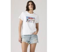 T-Shirt LEVI'S "GR FAVORITE TEE", Damen, Gr. S (36), weiß (summertime lounge hellweiß), Single Jersey, Obermaterial: 100% Baumwolle, bedruckt, regular fit normal, Rundhals, Shirts T-Shirt, mit Print (