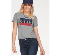 T-Shirt LEVI'S "Graphic Sport Tee Pride Edition", Damen, Gr. M (36/38), grau, Jersey, Obermaterial: 100% Baumwolle, bedruckt, Basic, figurbetont normal, Rundhals, Shirts T-Shirt, Logoprint auf der Bru