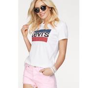 T-Shirt LEVI'S "Graphic Sport Tee Pride Edition", Damen, Gr. XS (32), weiß, Jersey, Obermaterial: 100% Baumwolle, bedruckt, Basic, figurbetont normal, Rundhals, Shirts T-Shirt, Logoprint auf der Brust