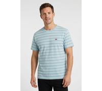 T-Shirt LEVI'S, Herren, Gr. XL, taper stripe forget me not, weiß stripes, Jersey, Obermaterial: 100% Baumwolle, gestreift, regular fit taillenbedeckt, Rundhals, gerader Abschluss, Shirts T-Shirt, mit 
