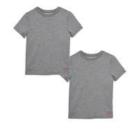 T-Shirt LEVI'S KIDS "2PK CREW NECK TEE", Jungen, Gr. S (122/128), grau (dkgrau htr), Jersey, Obermaterial: 100% Baumwolle, Basic, Rundhals, Shirts T-Shirt, for BOYS (53301540-S)