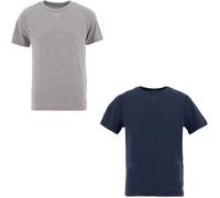 T-Shirt LEVI'S KIDS "2PK CREW NECK TEE", Jungen, Gr. XL (164/176), blau (marineblau), Jersey, Graumeliert (Obermaterial): 60% Baumwolle, 40% Polyester. Obermaterial: 100% Baumwolle, Basic, Rundhals, S