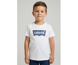 T-Shirt LEVI'S KIDS "BATWING TEE", Jungen, Gr. 6M68, weiß (hellweiß), Single Jersey, Obermaterial: 60% Baumwolle, 40% Polyester, bedruckt, Basic schmal hüftlang, Rundhals, gerader Abschluss, Shirts T-