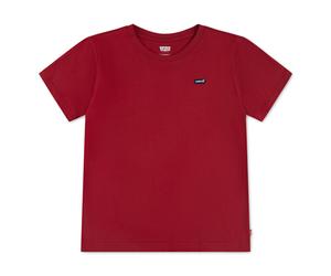 T-Shirt LEVI'S KIDS "LVB BATWING CHEST HIT", Jungen, Gr. 8 (128), rot (emboldened), Single Jersey, Obermaterial: 100% Baumwolle, Basic schmal hüftlang, Rundhals, abgesteppte Kante, Shirts T-Shirt, Mit