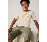 T-Shirt LEVI'S KIDS "LVB BATWING TEE", Jungen, Gr. 8 (128), pumice stone, Single Jersey, Obermaterial: 100% Baumwolle, bedruckt, Basic schmal hüftlang, Rundhals, gerader Abschluss, Shirts T-Shirt, for