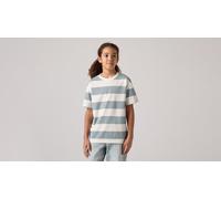 T-Shirt LEVI'S KIDS "LVB BIG STRIPE TEE", Jungen, Gr. 6 (116), lead, Jersey, Obermaterial: 60% Baumwolle, 40% Polyester, bestickt, gestreift, normal hüftbedeckend, Rundhals, Shirts T-Shirt, for Boys, 