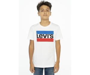 T-Shirt LEVI'S KIDS "LVB SPORTSWEAR LOGO TEE", Jungen, Gr. 10/140, weiß, Single Jersey, Obermaterial: 100% Baumwolle, bedruckt, Basic schmal hüftlang, Rundhals, Shirts T-Shirt, for BOYS (41082114-10)